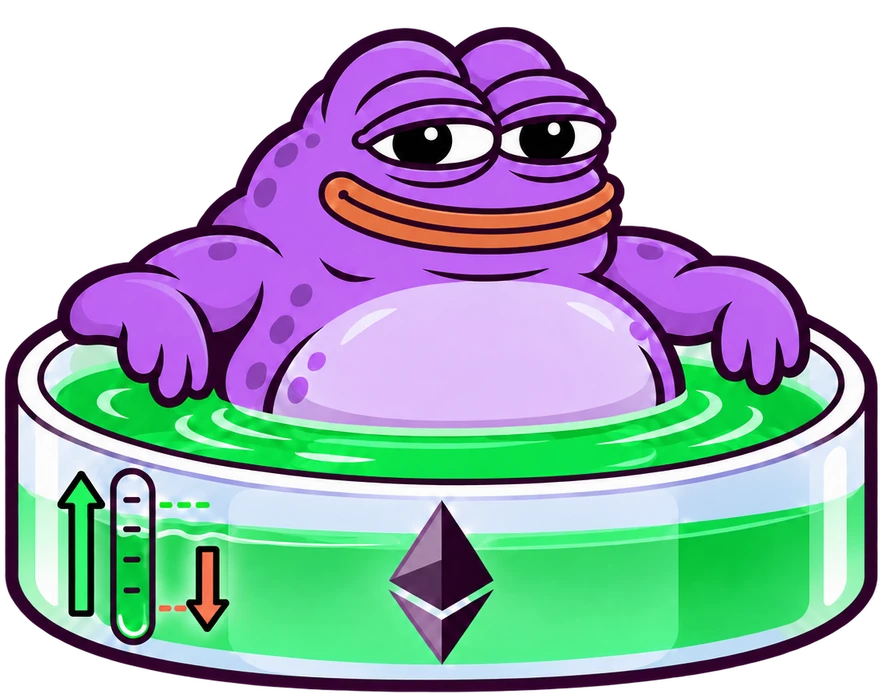 Trump Toad — a purple toad resting in a pool of green liquidity